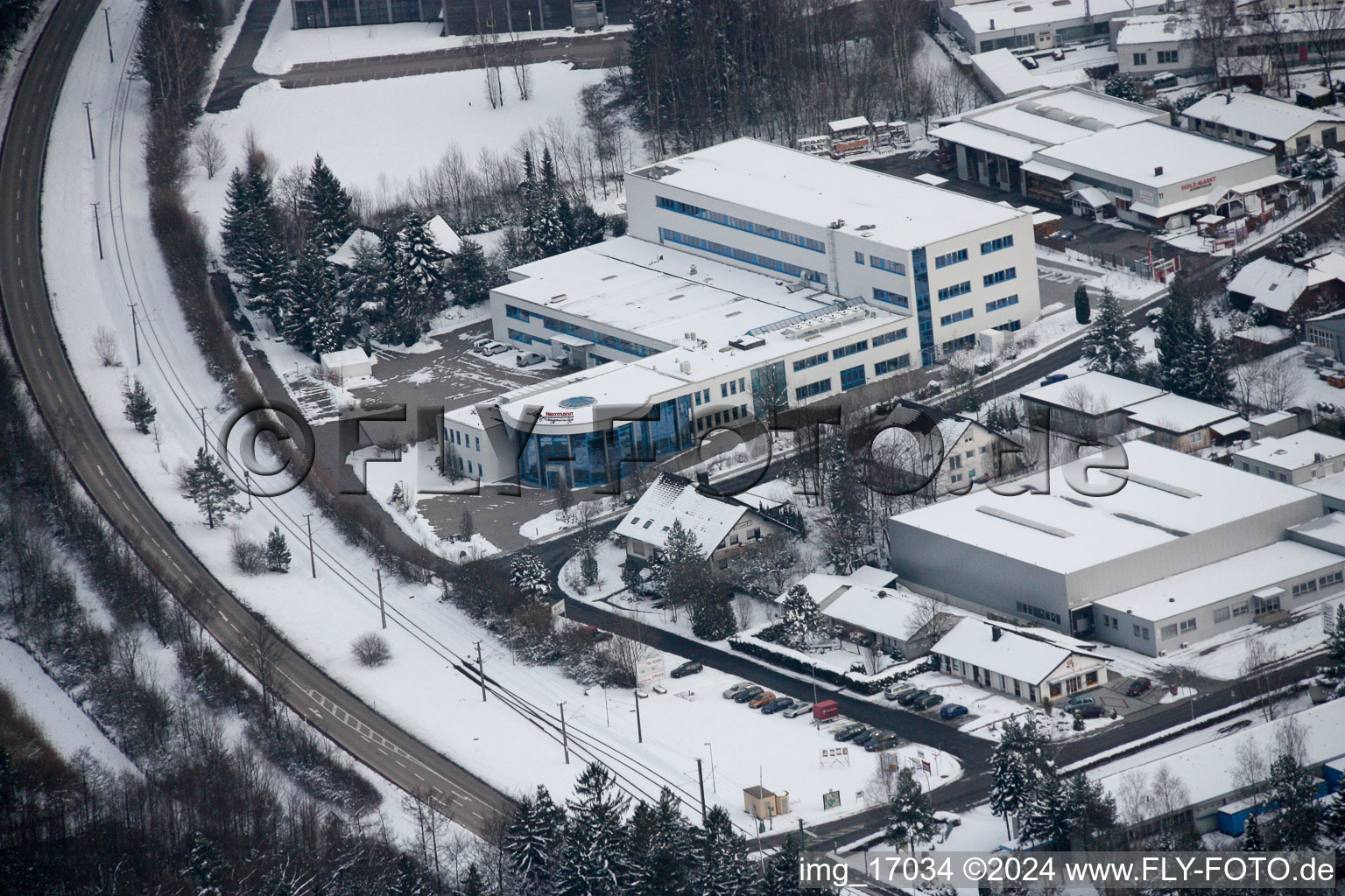 Ittersbach, zone industrielle à le quartier Im Stockmädle in Karlsbad dans le département Bade-Wurtemberg, Allemagne hors des airs