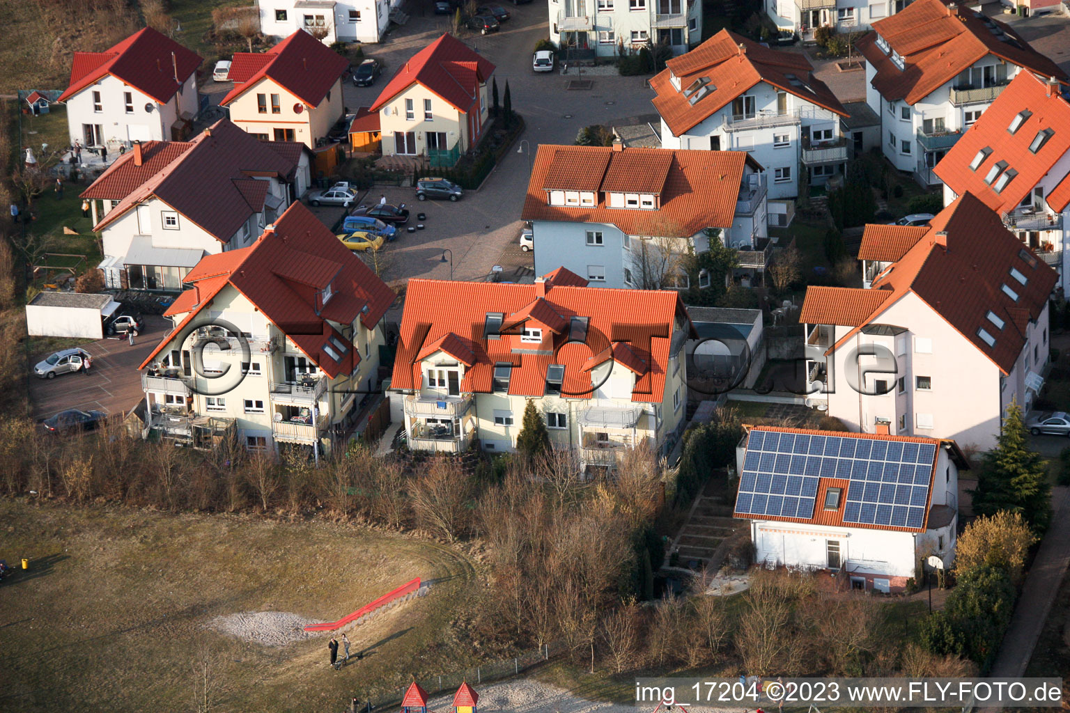 Vue oblique de Nouvelle zone de développement O à Bellheim dans le département Rhénanie-Palatinat, Allemagne