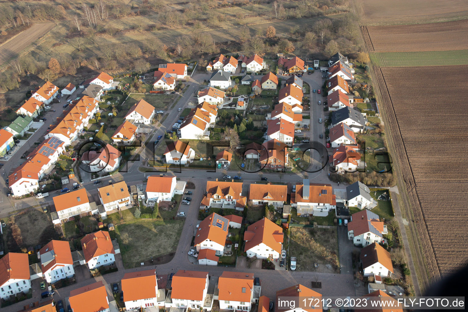 Nouvelle zone de développement O à Bellheim dans le département Rhénanie-Palatinat, Allemagne vue du ciel