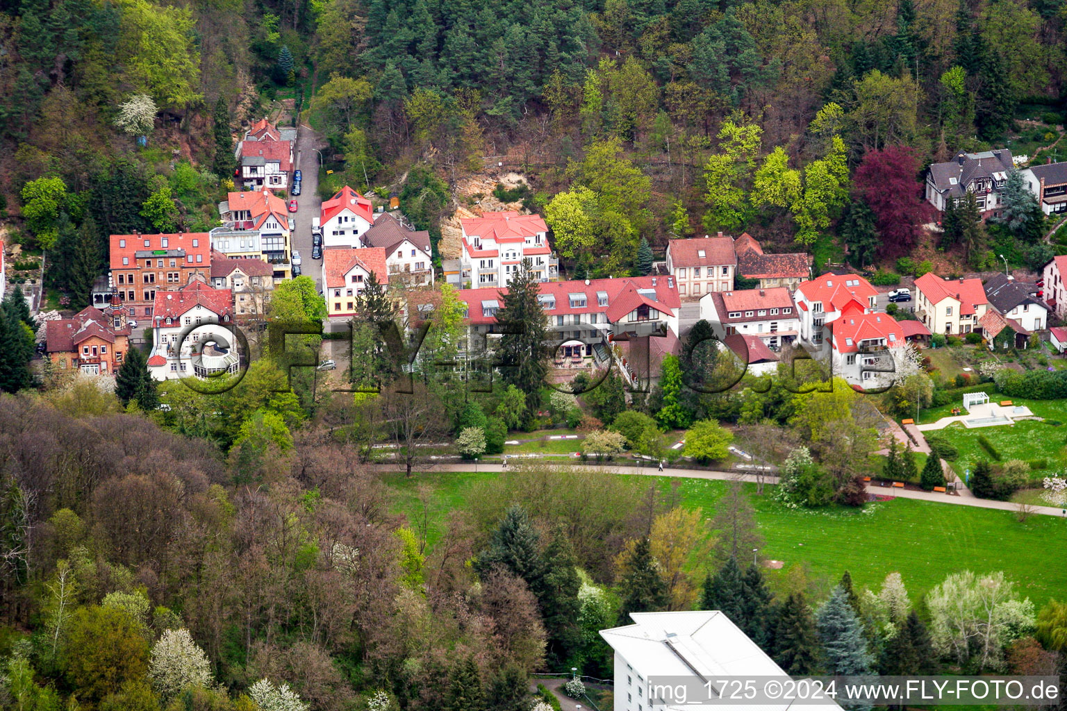 Vue aérienne de Villas dans le quartier résidentiel d'un lotissement de maisons unifamiliales sur la Kurtalstrasse à Bad Bergzabern dans le département Rhénanie-Palatinat, Allemagne