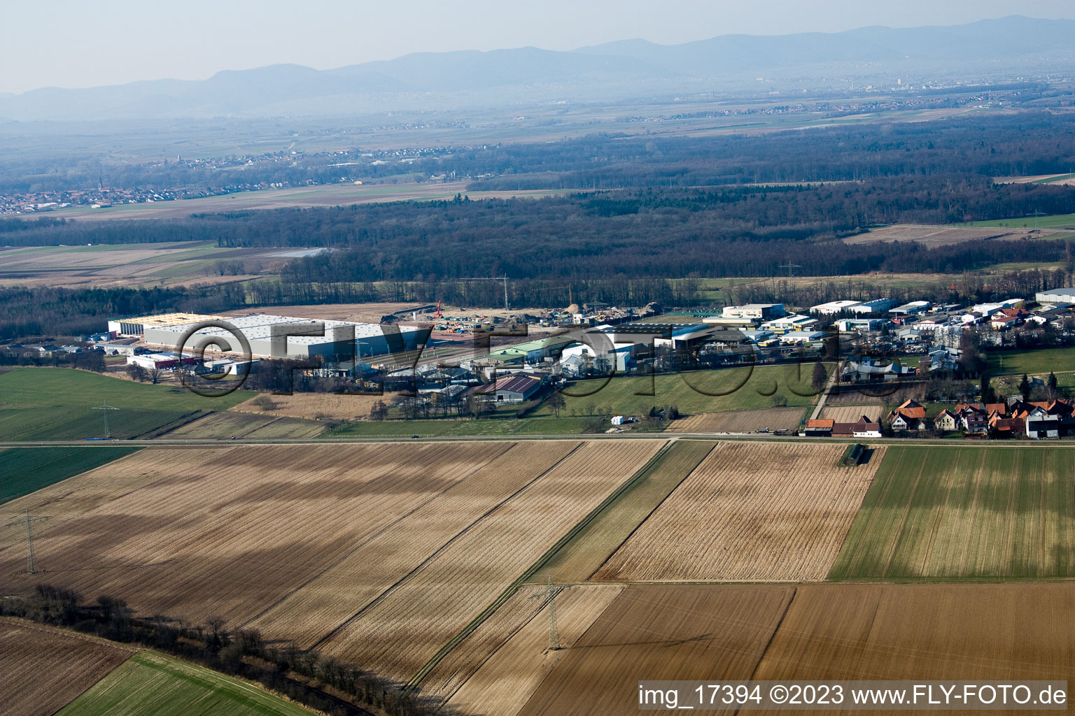 Photographie aérienne de Zone de tissu Horst à le quartier Minderslachen in Kandel dans le département Rhénanie-Palatinat, Allemagne
