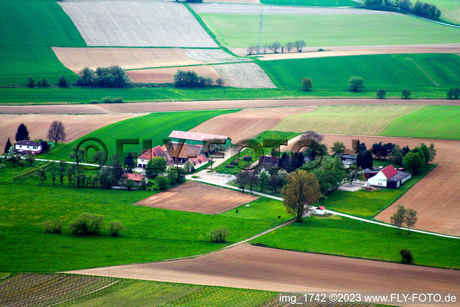 Quartier Deutschhof in Kapellen-Drusweiler dans le département Rhénanie-Palatinat, Allemagne d'en haut