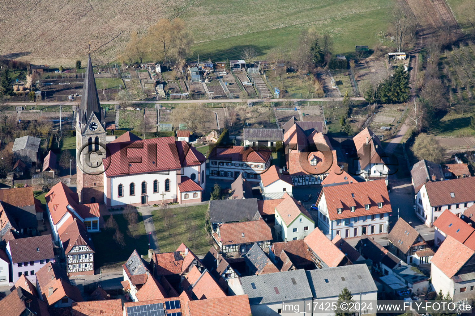 Vue aérienne de Steinweiler dans le département Rhénanie-Palatinat, Allemagne