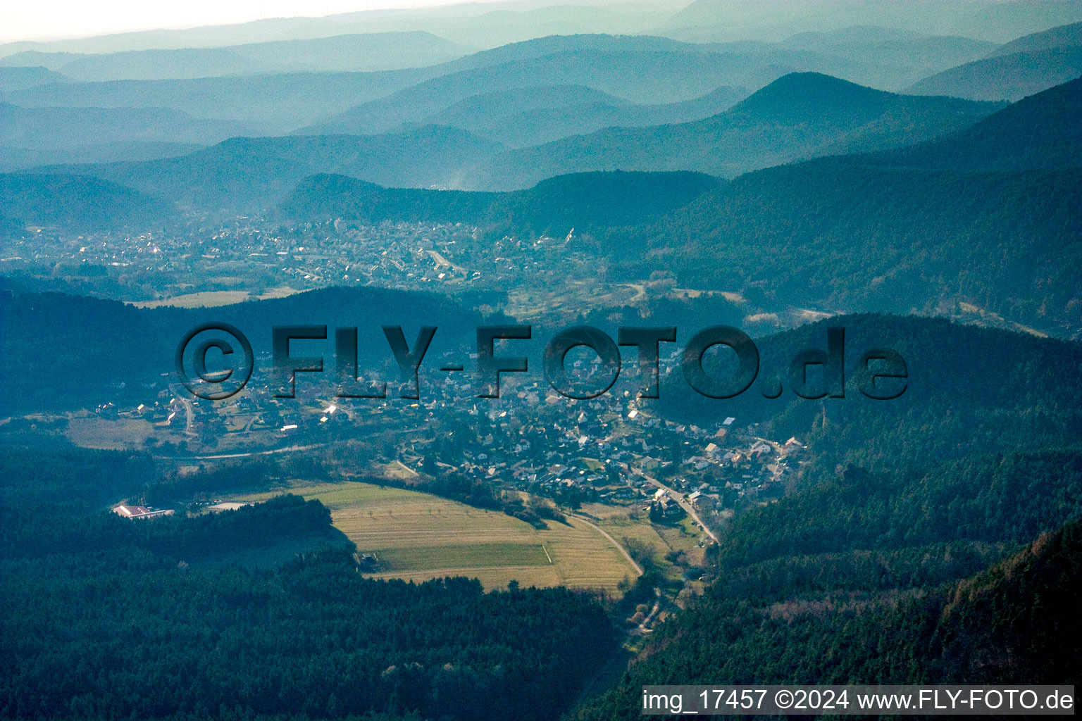 Vue d'oiseau de Erfweiler dans le département Rhénanie-Palatinat, Allemagne