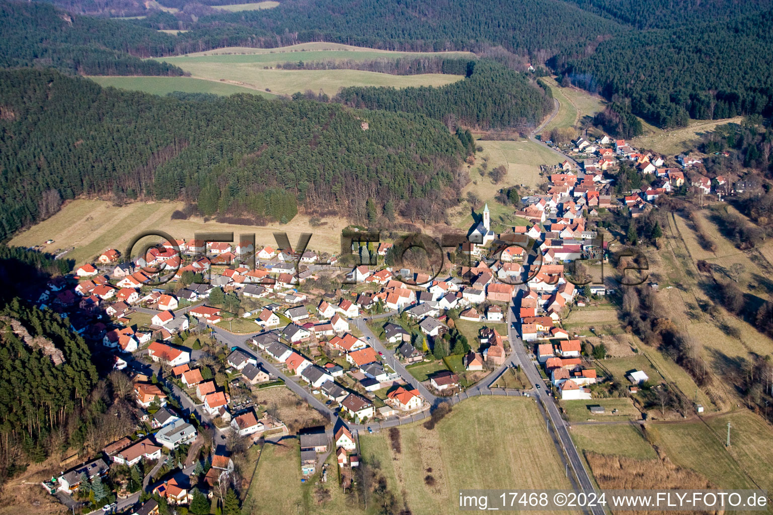 Vue oblique de Schindhard dans le département Rhénanie-Palatinat, Allemagne