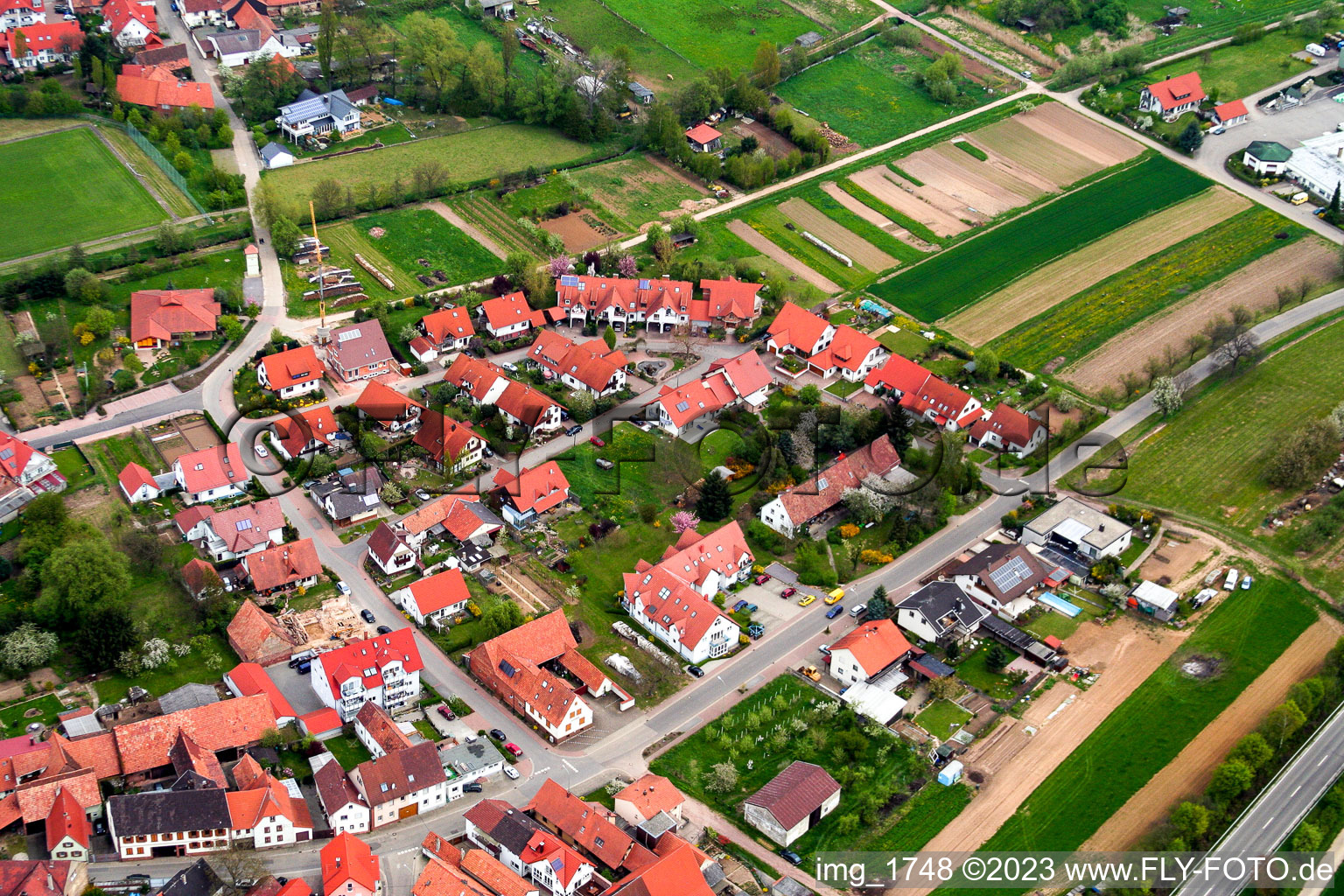 Vue aérienne de Chapelles Drusweiler nouvelle zone de développement à le quartier Drusweiler in Kapellen-Drusweiler dans le département Rhénanie-Palatinat, Allemagne