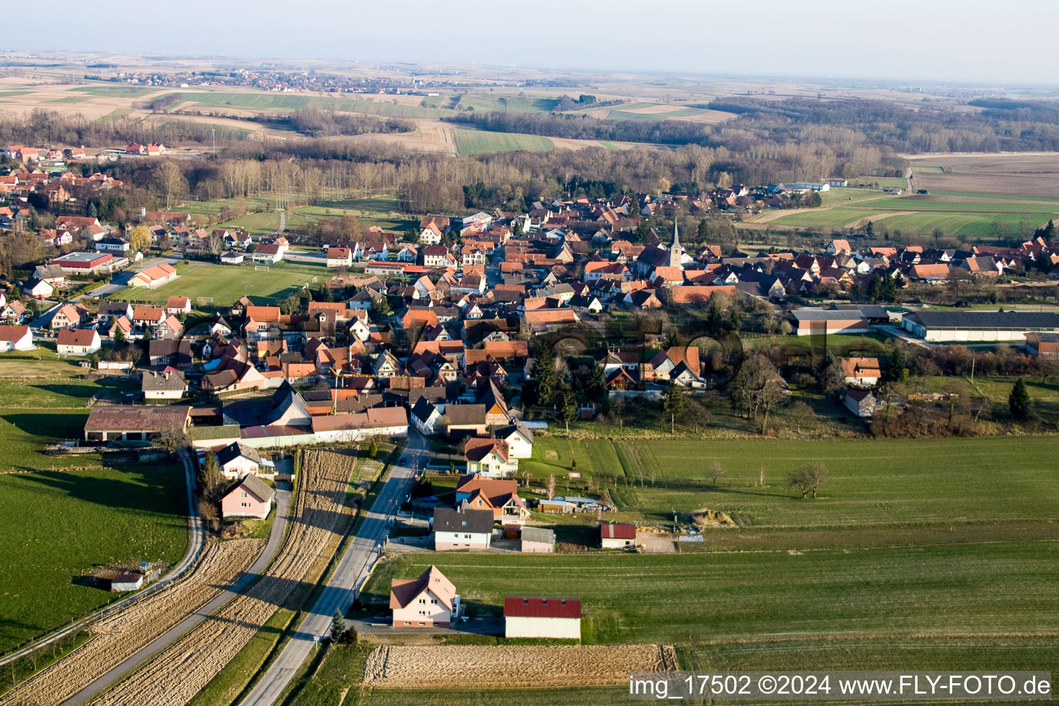 Image drone de Riedseltz dans le département Bas Rhin, France