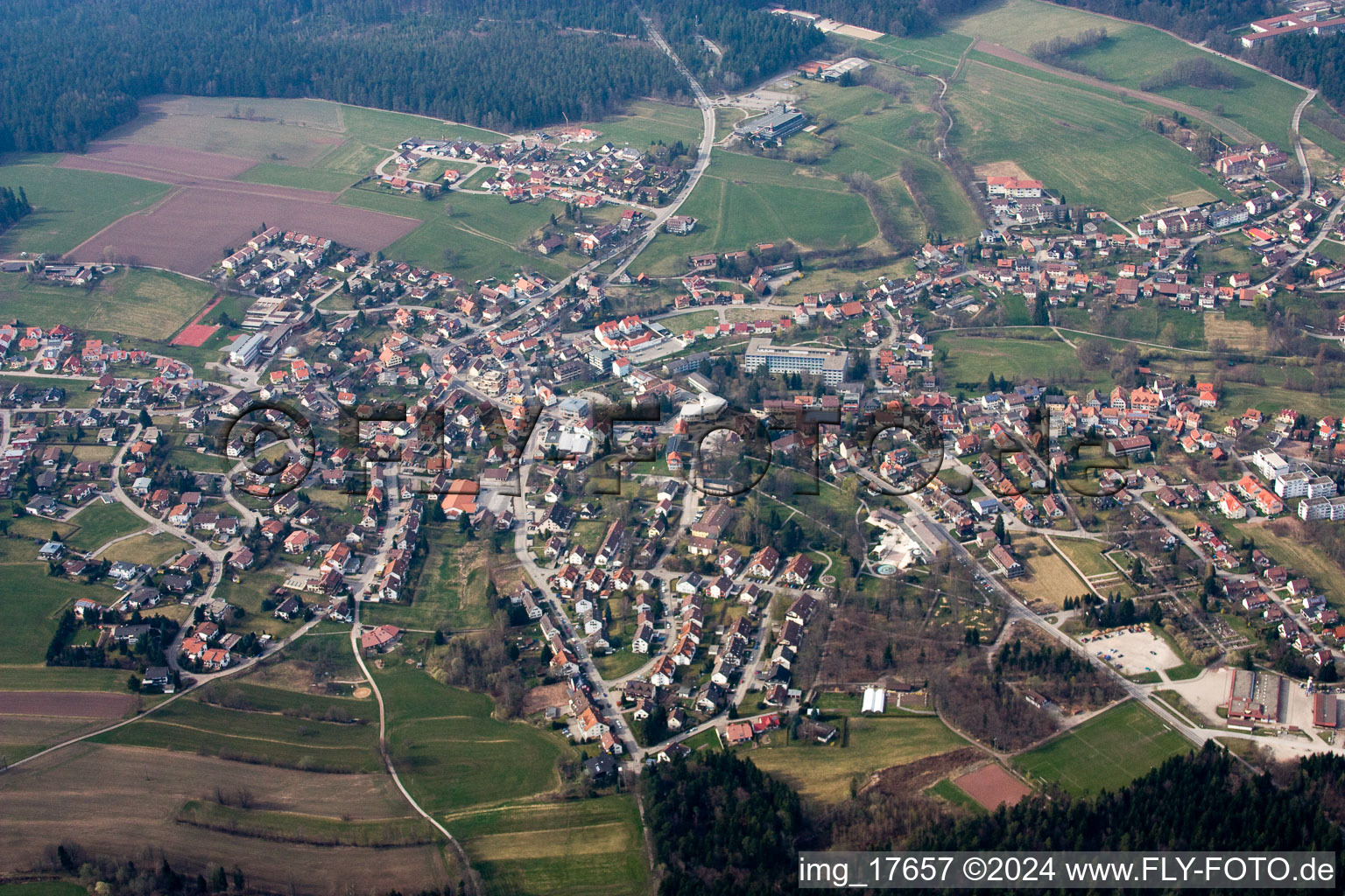 Vue aérienne de Champs agricoles et surfaces utilisables à Schömberg dans le département Bade-Wurtemberg, Allemagne