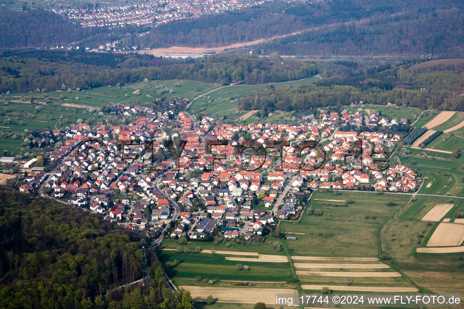 Quartier Schöllbronn in Ettlingen dans le département Bade-Wurtemberg, Allemagne d'en haut