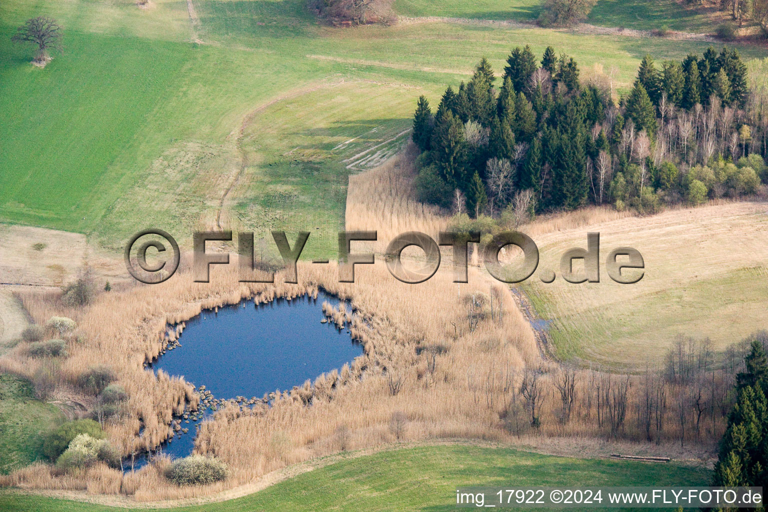 Vue aérienne de Étang à Andechs dans le département Bavière, Allemagne