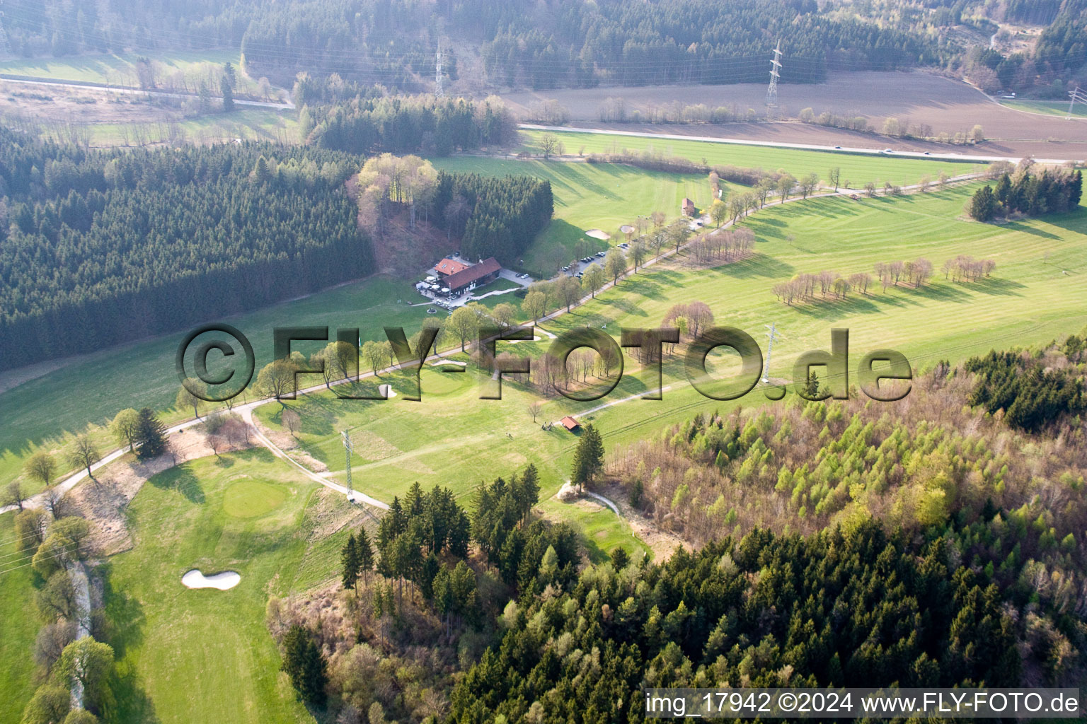 Photographie aérienne de Superficie du parcours de golf Golf Club Tutzing à le quartier Traubing in Tutzing dans le département Bavière, Allemagne