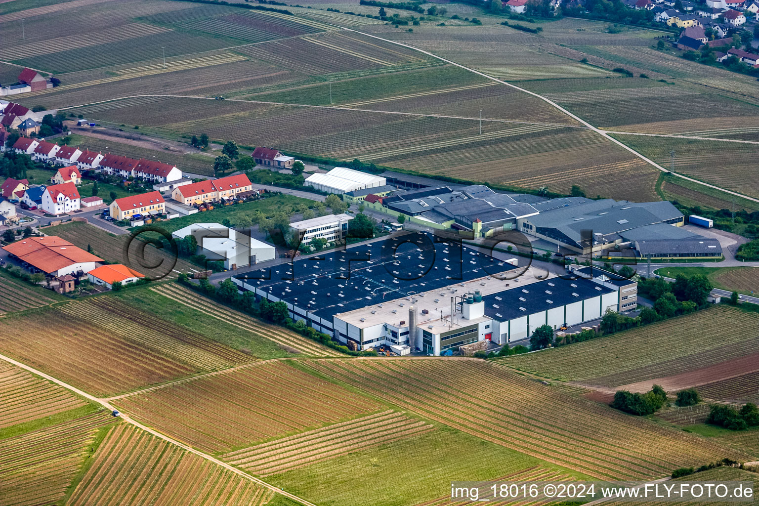 Vue aérienne de Locaux de l'usine Wellpappenfabrik GmbH à le quartier Sausenheim in Grünstadt dans le département Rhénanie-Palatinat, Allemagne