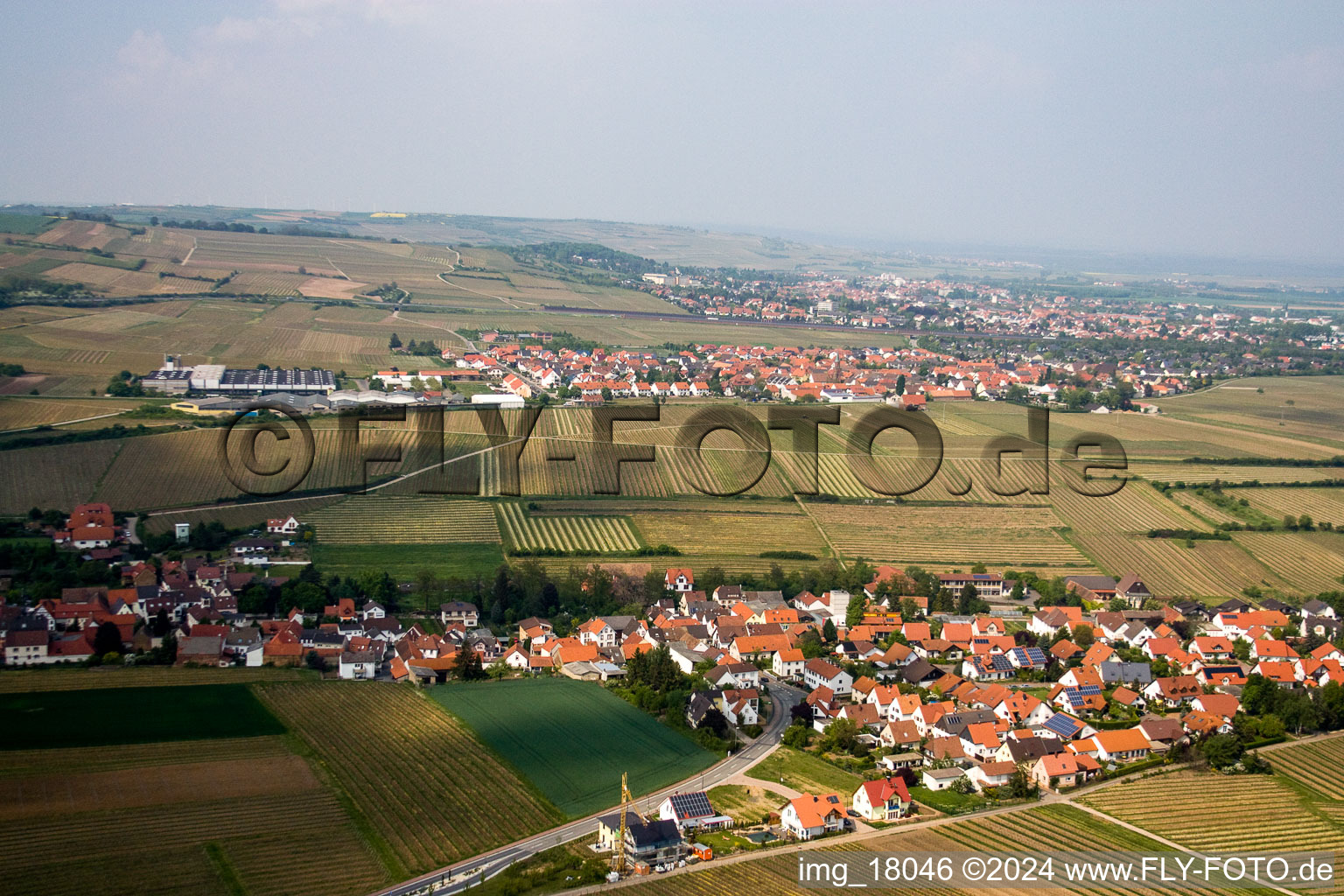 Vue oblique de Quartier Sausenheim in Grünstadt dans le département Rhénanie-Palatinat, Allemagne