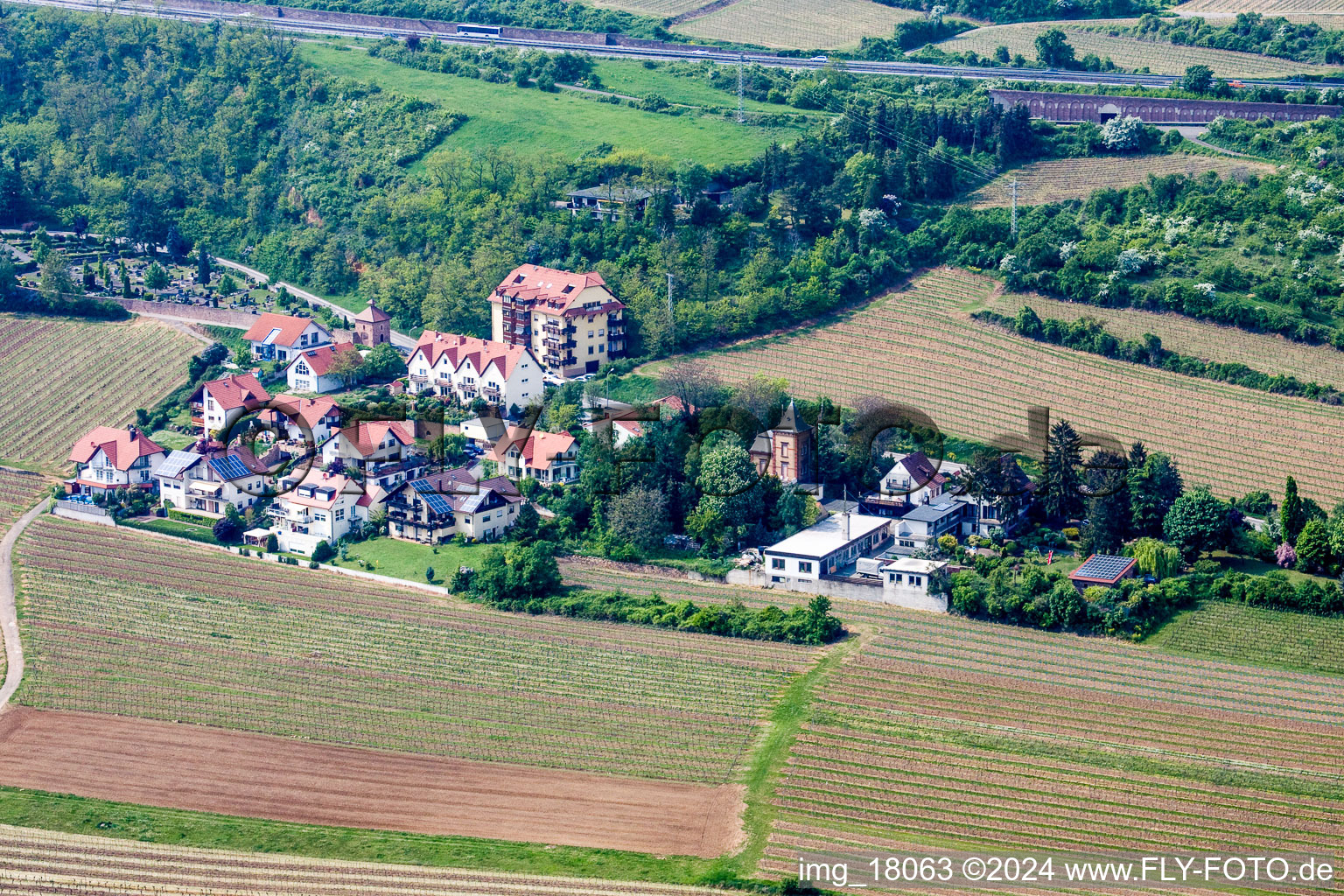 Vue aérienne de Quartier de la Sausenheimerstrasse à Neuleiningen dans le département Rhénanie-Palatinat, Allemagne