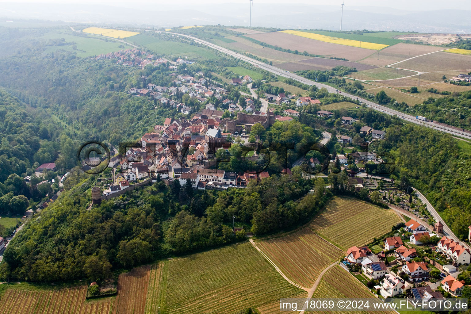 Vue aérienne de Neuleiningen dans le département Rhénanie-Palatinat, Allemagne