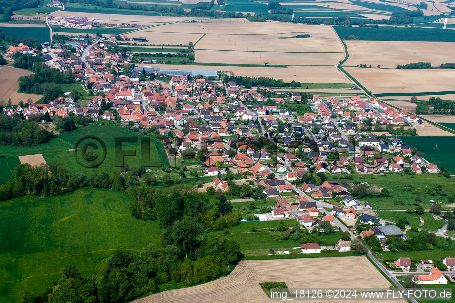 Niederrœdern dans le département Bas Rhin, France vue d'en haut