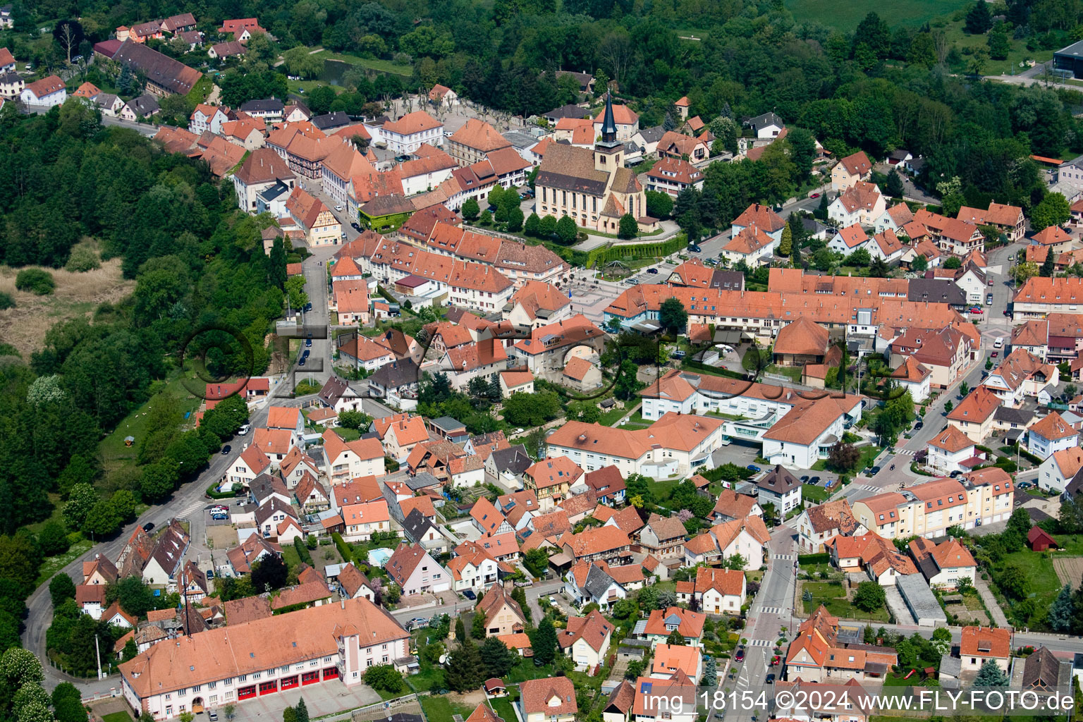 Vue aérienne de Lauterbourg dans le département Bas Rhin, France