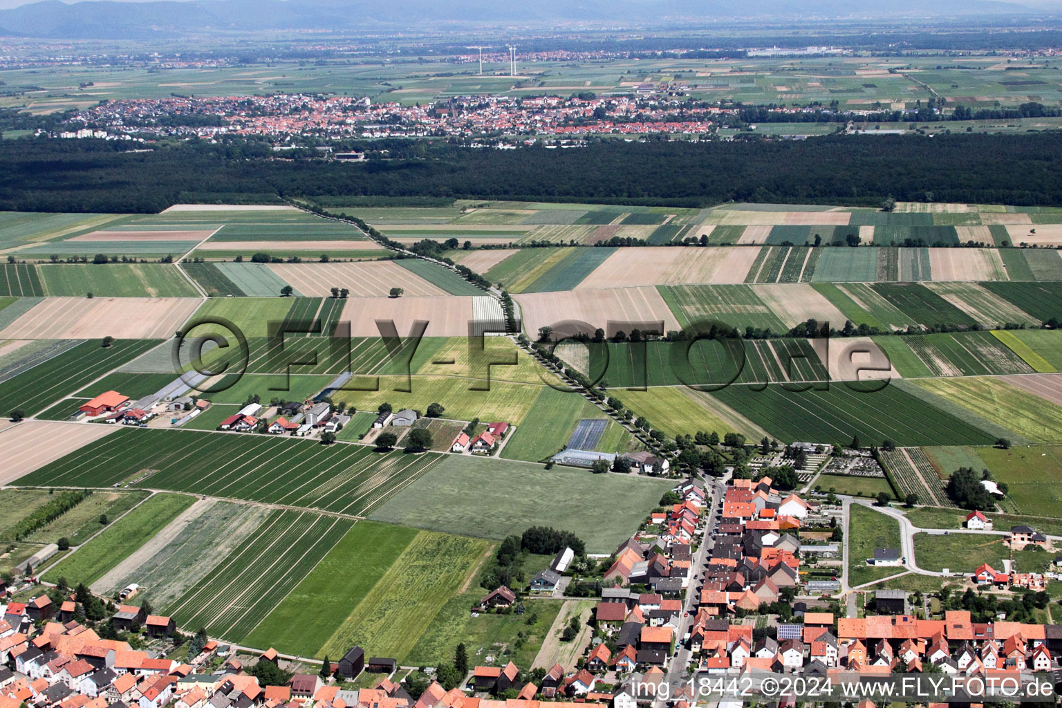 Vue aérienne de Hatzenbühl dans le département Rhénanie-Palatinat, Allemagne