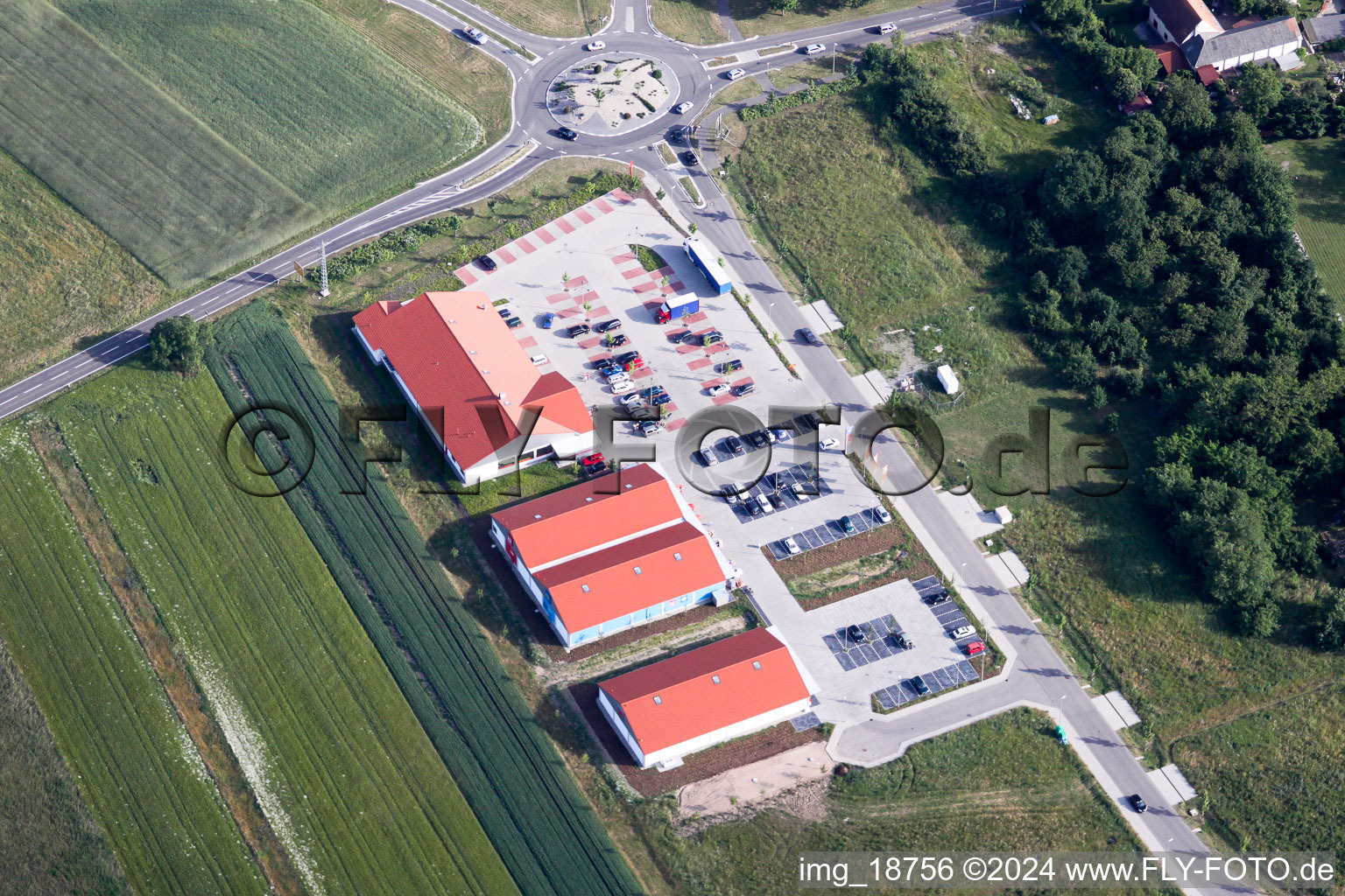 Vue aérienne de Du nord à le quartier Neulauterburg in Berg dans le département Rhénanie-Palatinat, Allemagne