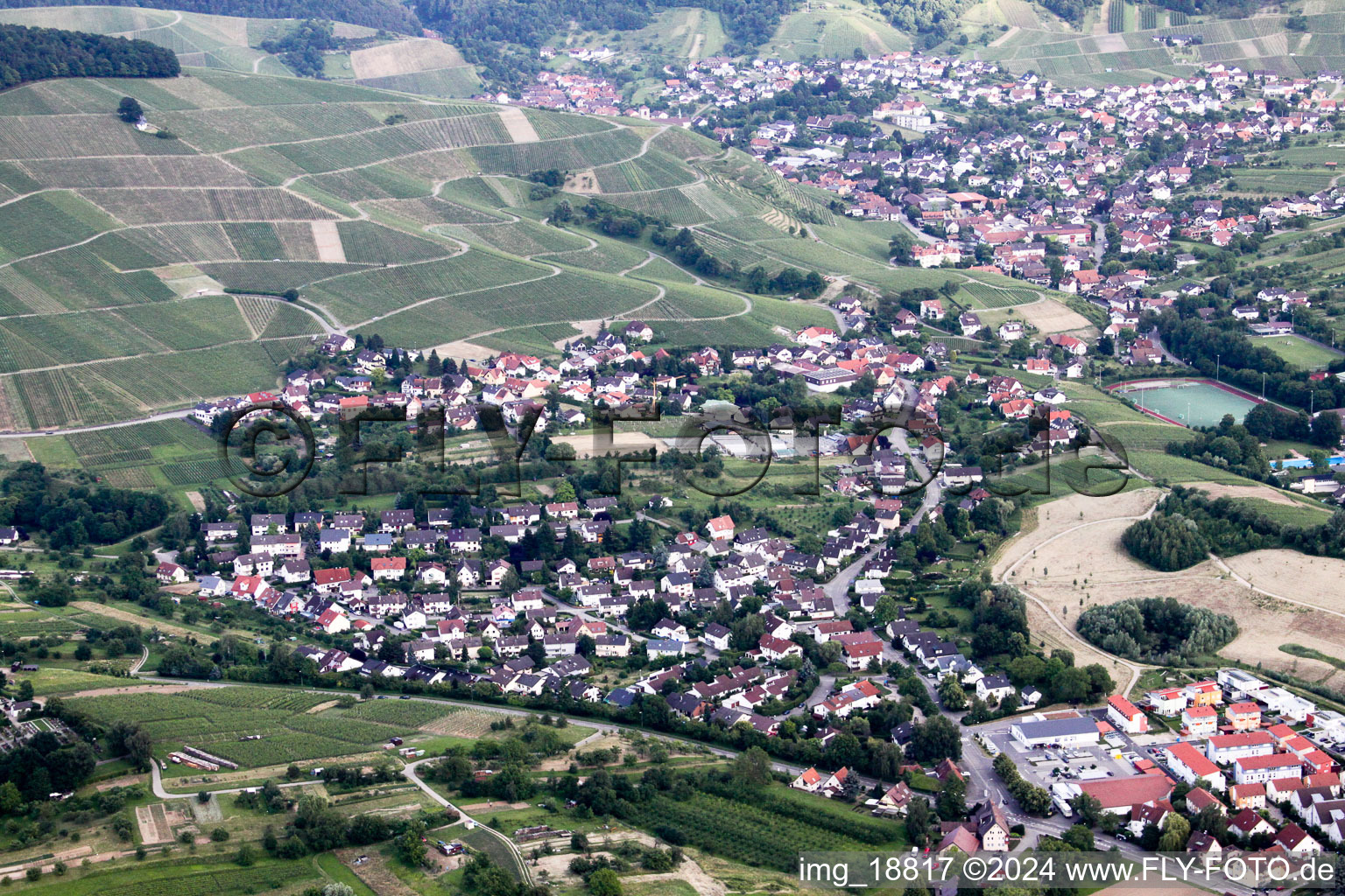 Vue aérienne de Du nord-ouest à le quartier Steinbach in Baden-Baden dans le département Bade-Wurtemberg, Allemagne