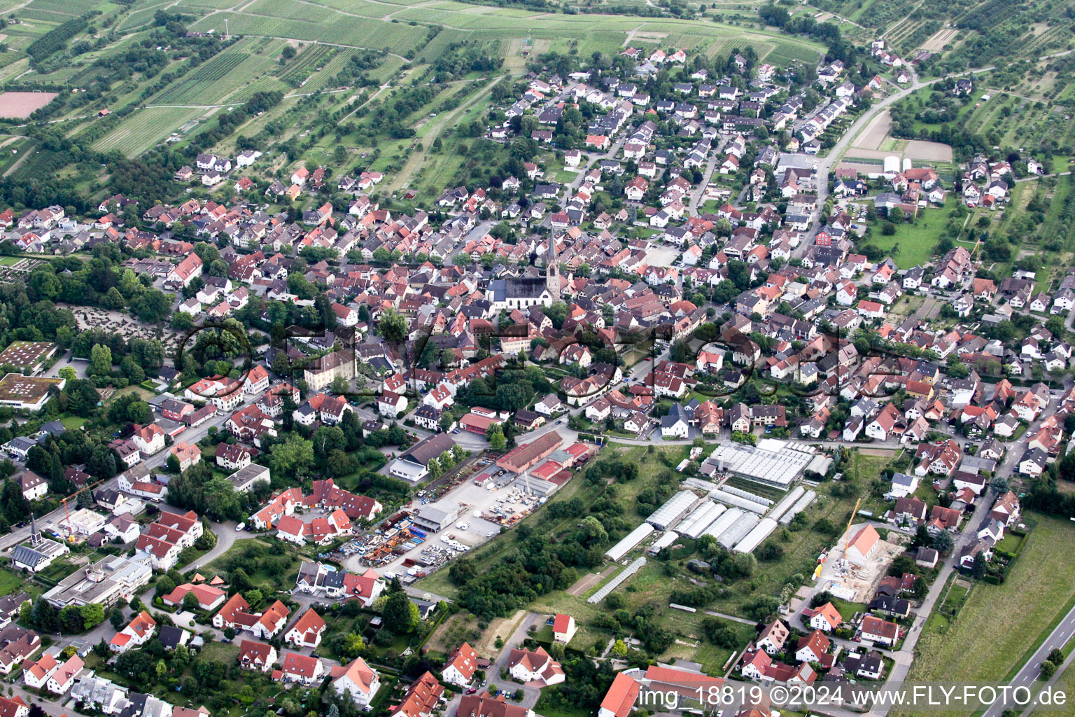 Vue oblique de Quartier Steinbach in Baden-Baden dans le département Bade-Wurtemberg, Allemagne