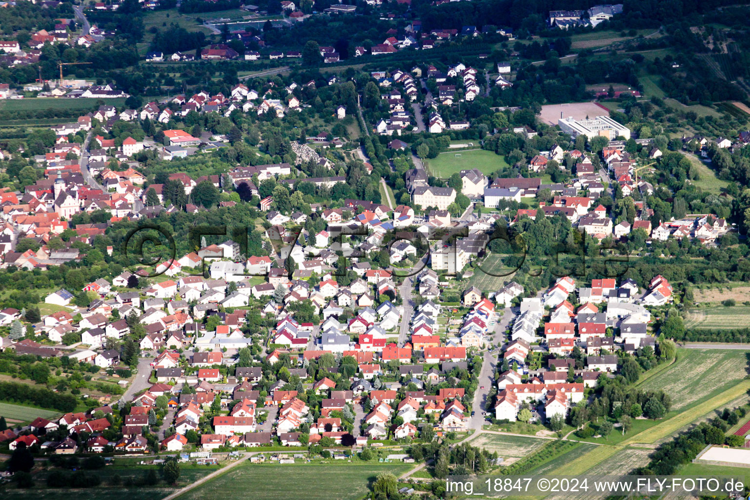 Vue aérienne de Sasbach dans le département Bade-Wurtemberg, Allemagne