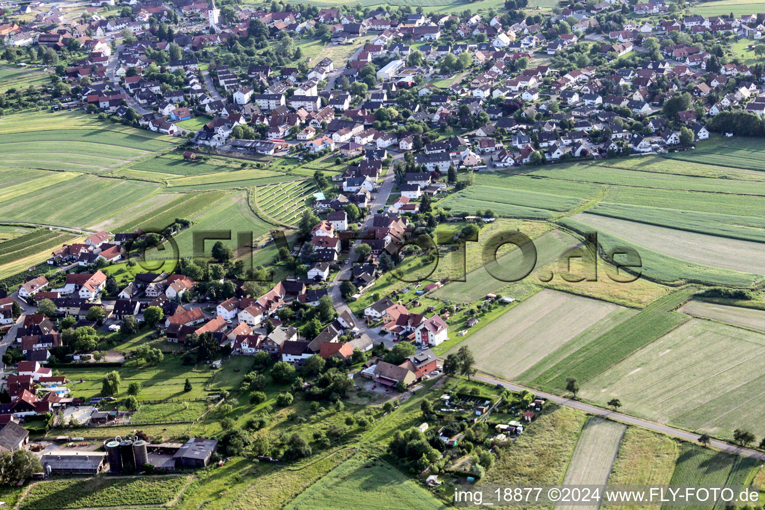 Photographie aérienne de Du nord-est à le quartier Sand in Willstätt dans le département Bade-Wurtemberg, Allemagne