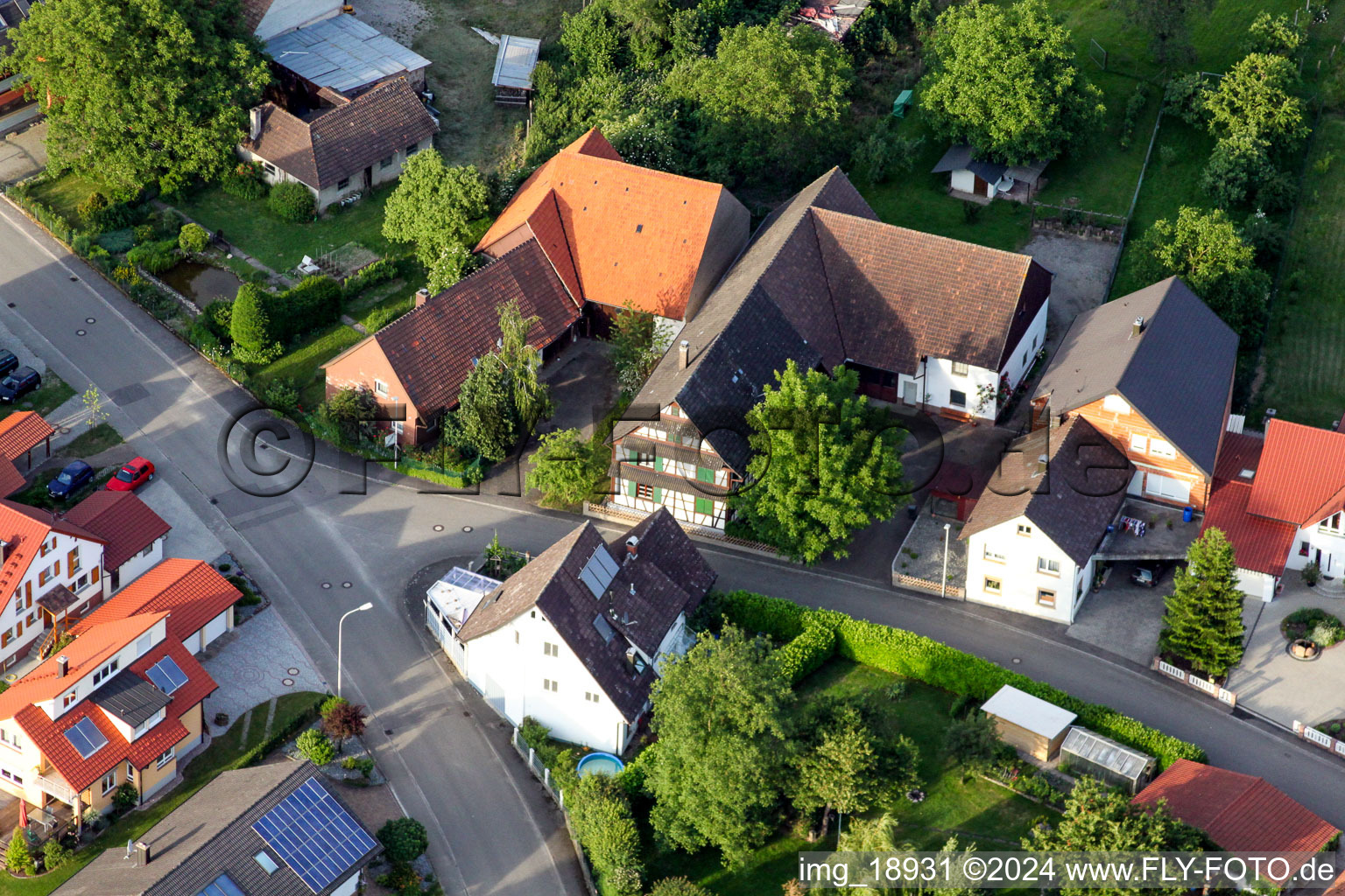 Vue aérienne de Chemin des Linden à le quartier Sand in Willstätt dans le département Bade-Wurtemberg, Allemagne