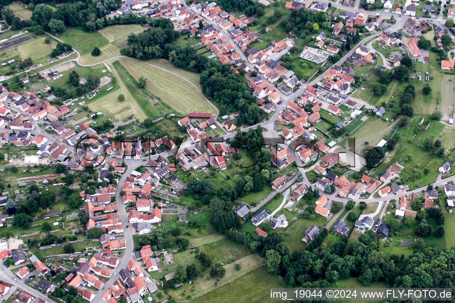 Vue oblique de Scheibenhard dans le département Bas Rhin, France