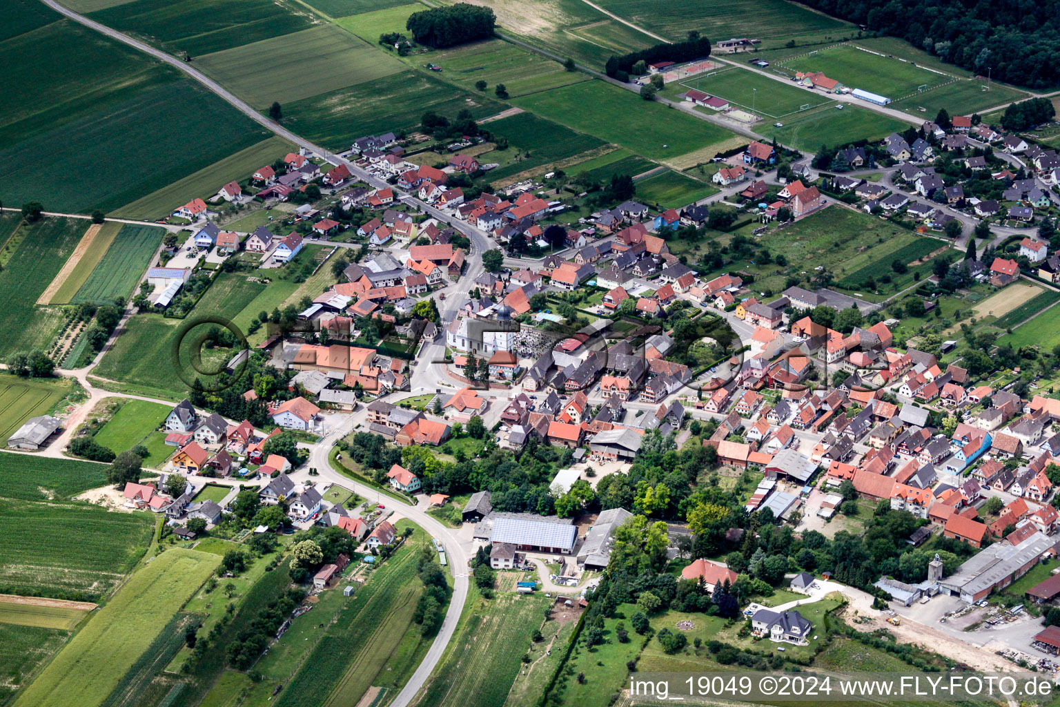 Niederlauterbach dans le département Bas Rhin, France vue d'en haut