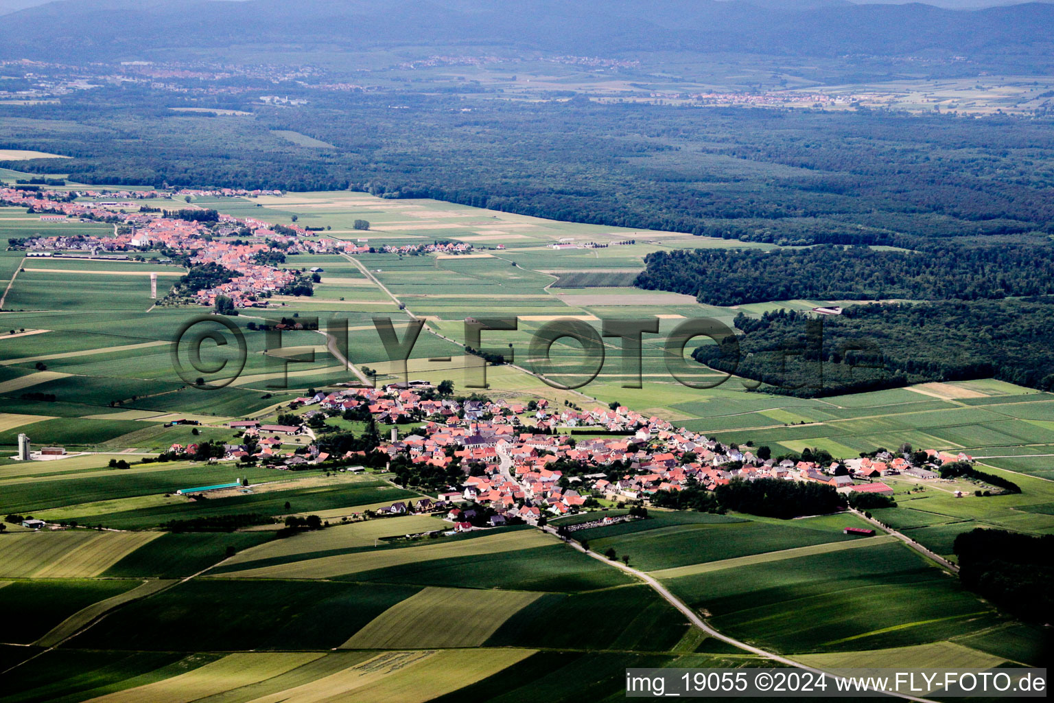 Vue aérienne de Salmbach dans le département Bas Rhin, France