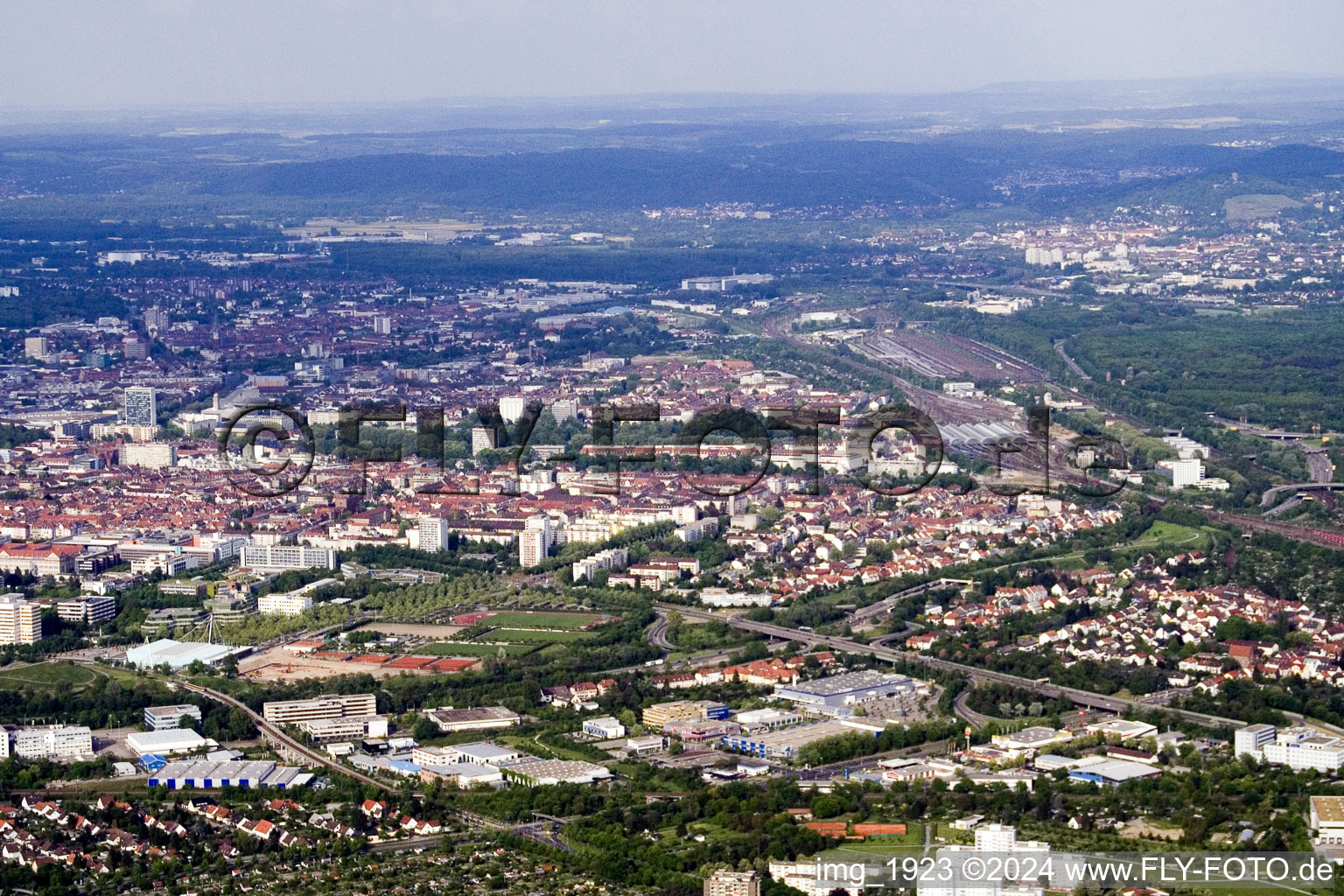 Quartier Beiertheim-Bulach in Karlsruhe dans le département Bade-Wurtemberg, Allemagne d'en haut