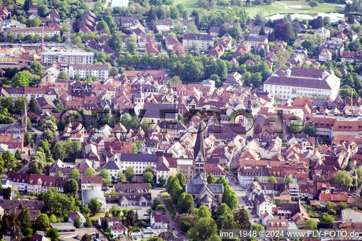 Vue aérienne de Sacré-Cœur à Ettlingen dans le département Bade-Wurtemberg, Allemagne