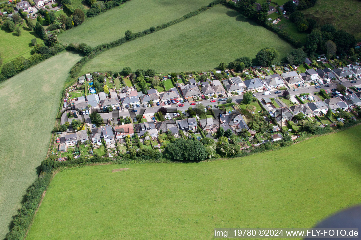 Totnes dans le département Angleterre, Grande Bretagne depuis l'avion