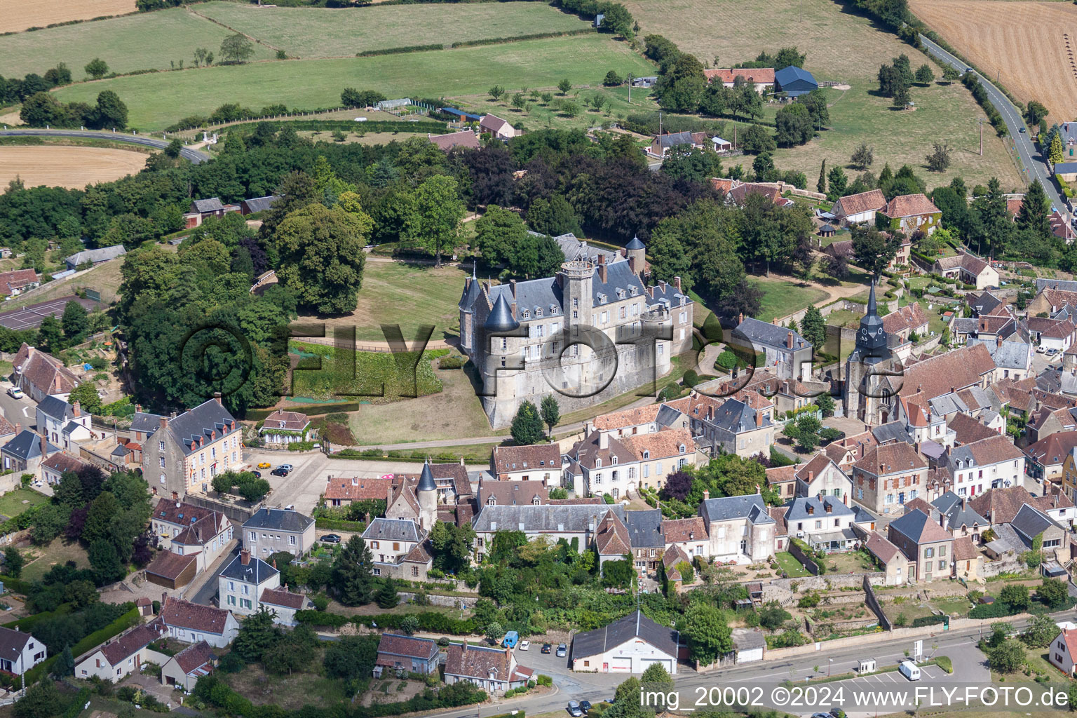 Vue oblique de Montmirail dans le département Sarthe, France