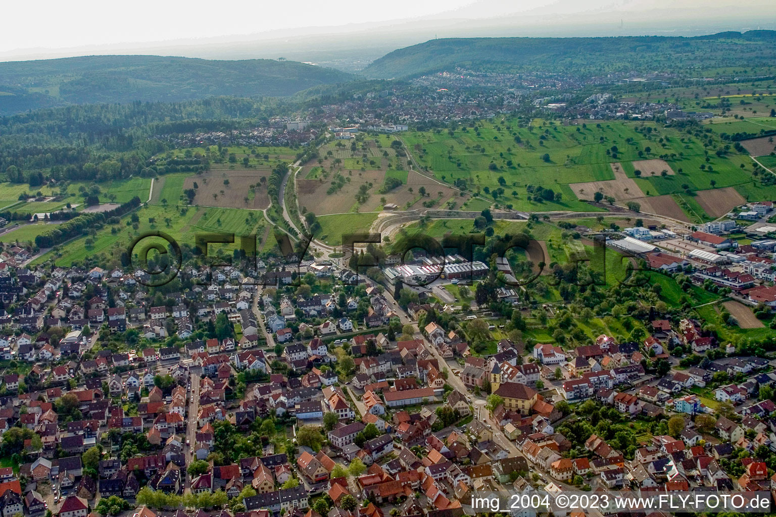 Quartier Langensteinbach in Karlsbad dans le département Bade-Wurtemberg, Allemagne d'en haut
