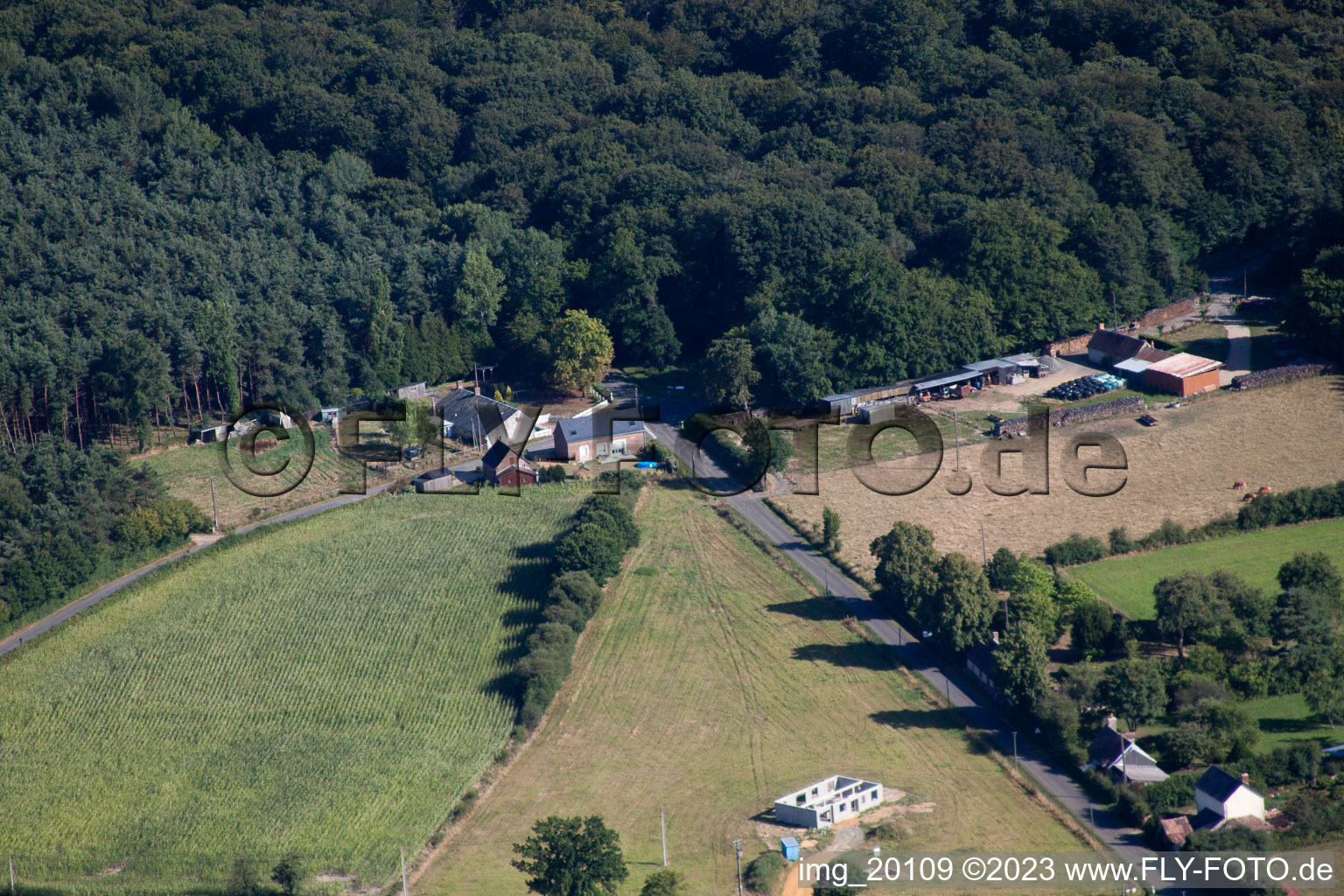 Semur-en-Vallon dans le département Sarthe, France du point de vue du drone