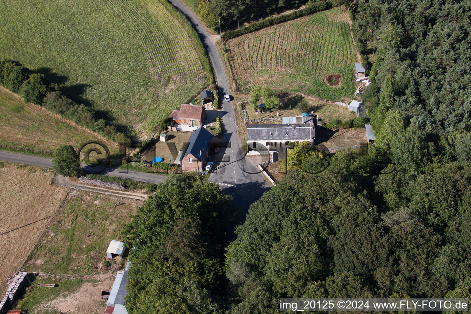 Semur-en-Vallon dans le département Sarthe, France depuis l'avion