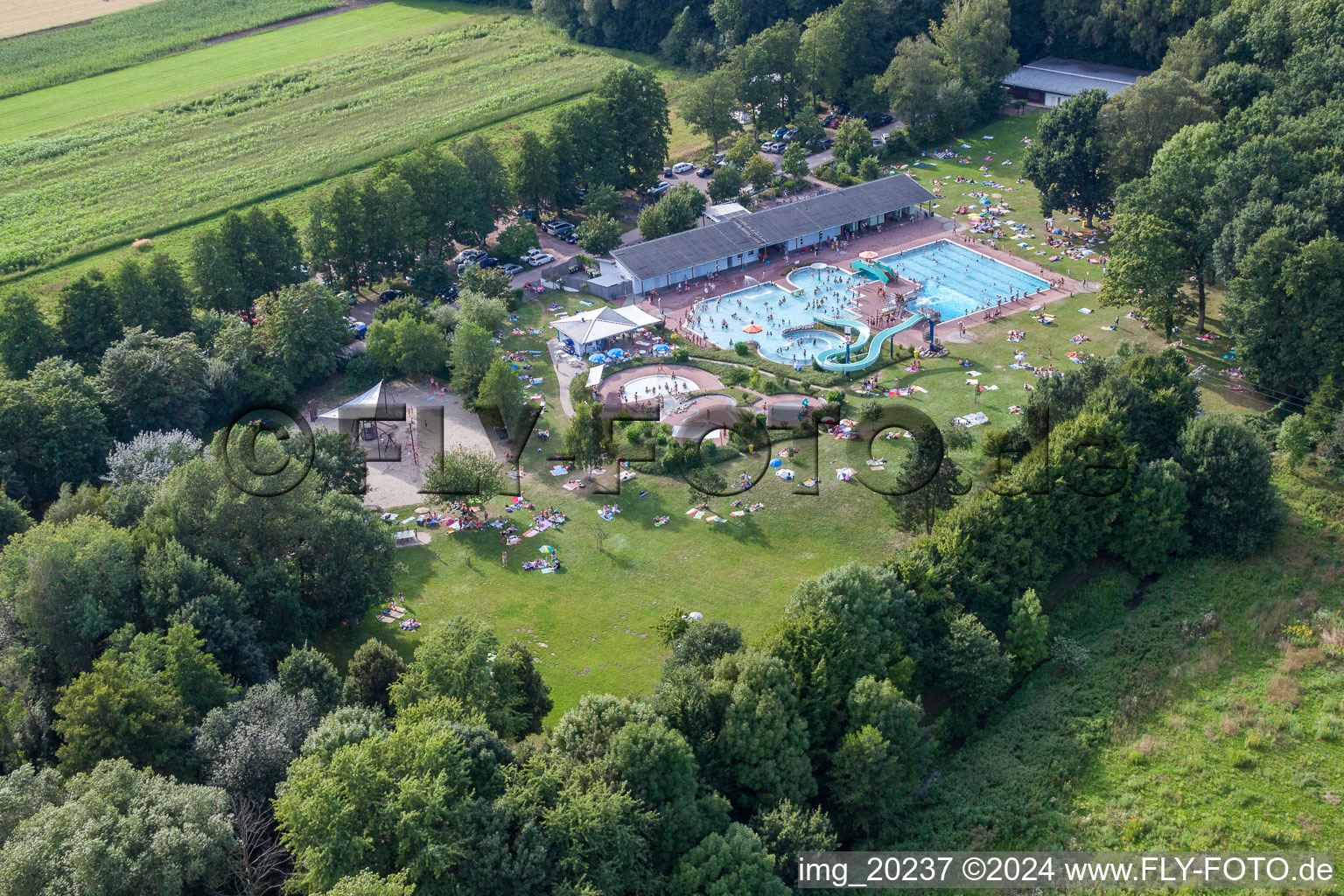 Vue aérienne de Piscine forestière à Kandel dans le département Rhénanie-Palatinat, Allemagne