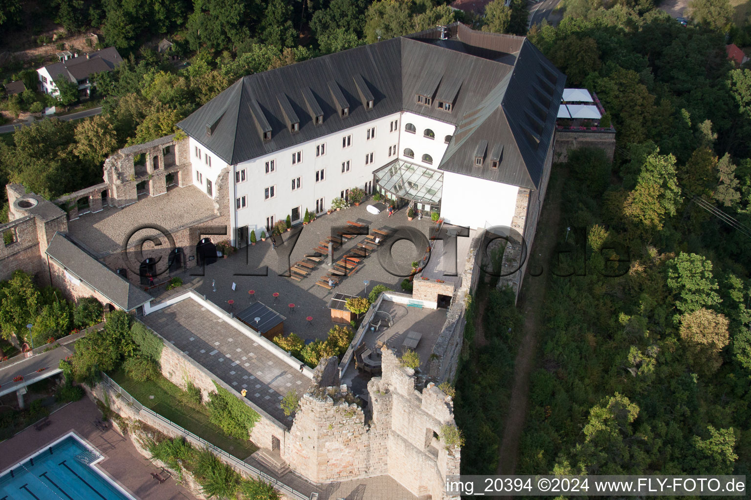 Photographie aérienne de Auberge de jeunesse Burg Altleiningen dans le quartier Höningen d'Altleiningen à Wattenheim dans le département Rhénanie-Palatinat, Allemagne