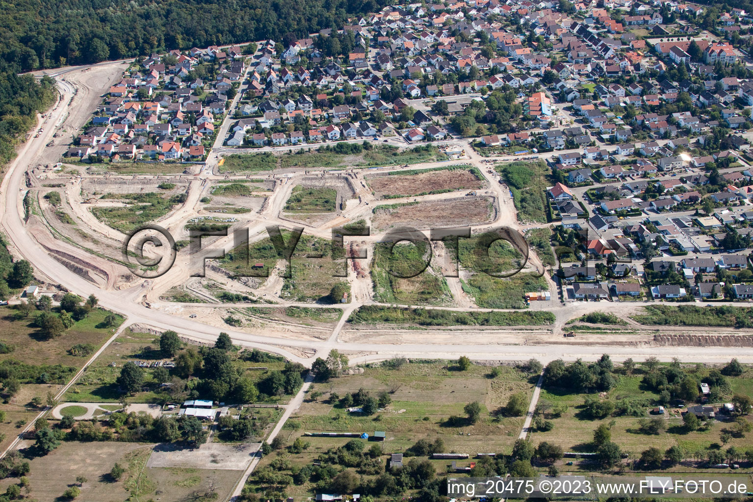 Vue aérienne de Nouvelle zone de développement SW à Jockgrim dans le département Rhénanie-Palatinat, Allemagne