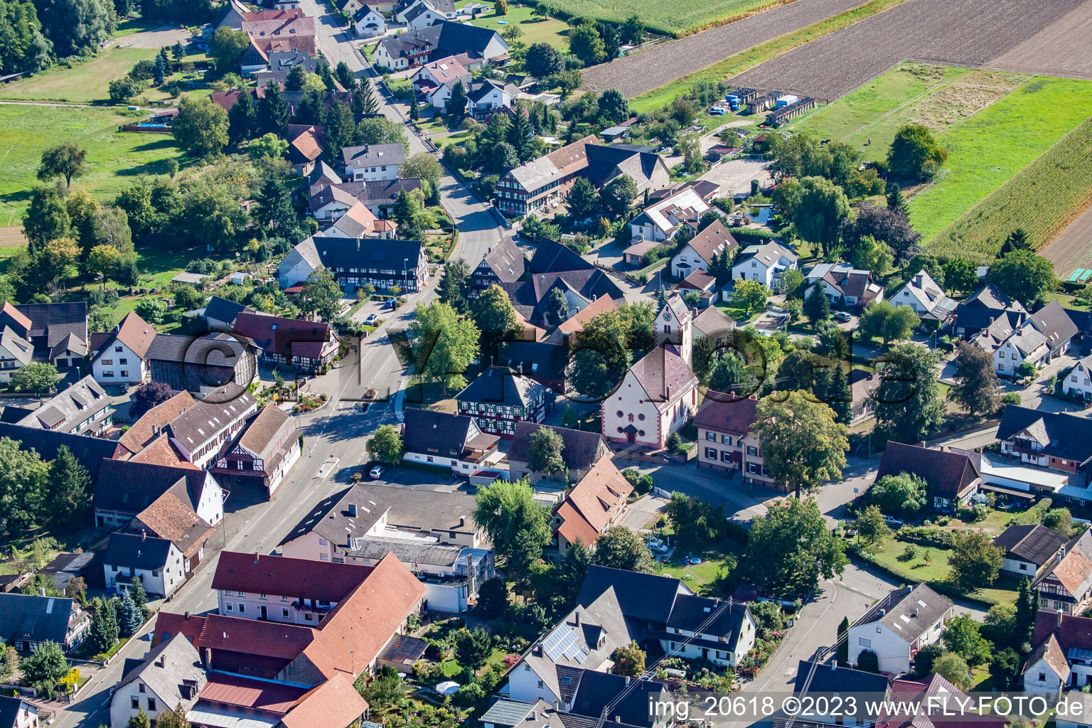 Vue aérienne de Administration locale à le quartier Bodersweier in Kehl dans le département Bade-Wurtemberg, Allemagne
