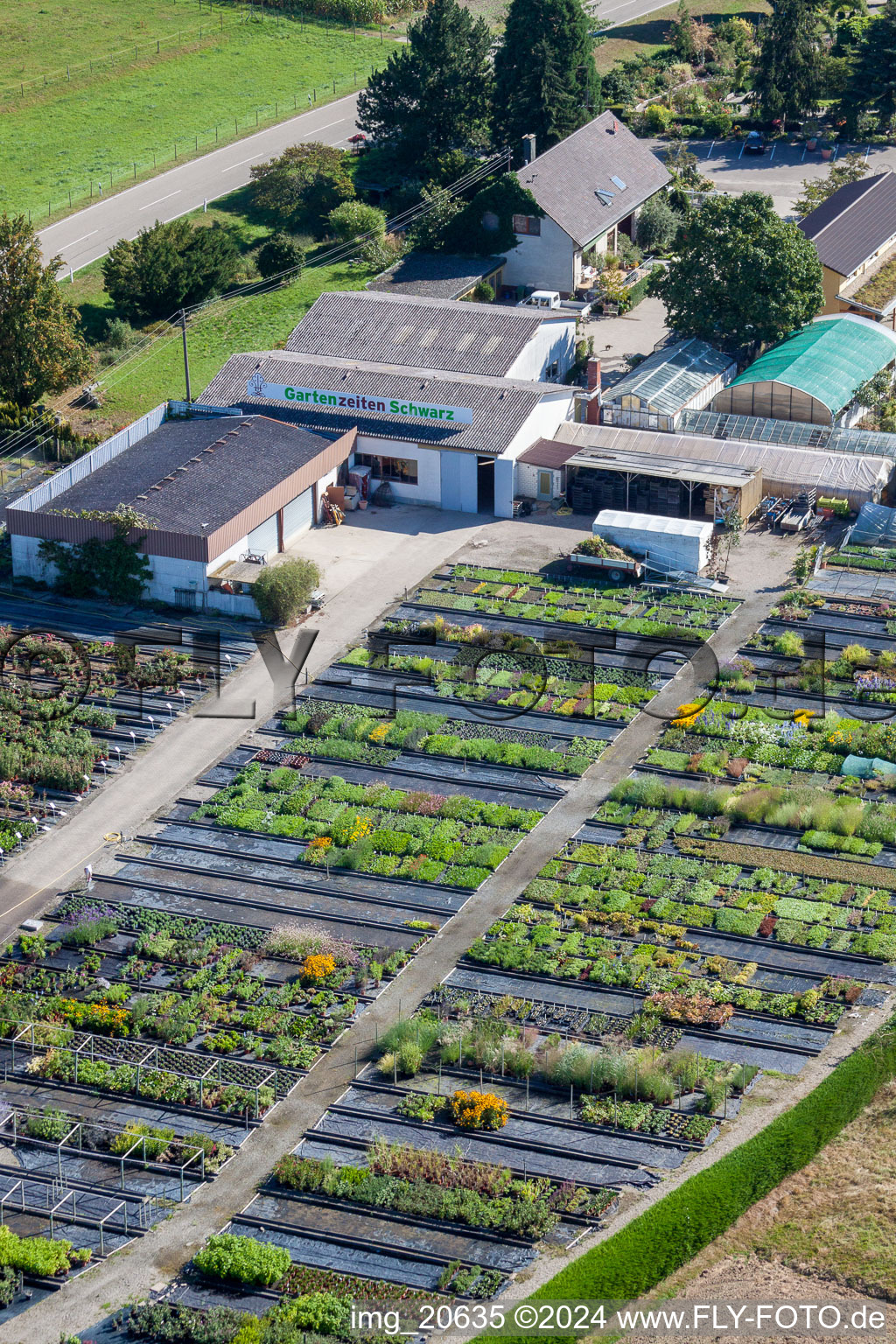 Temps de jardin noir à le quartier Bodersweier in Kehl dans le département Bade-Wurtemberg, Allemagne d'en haut