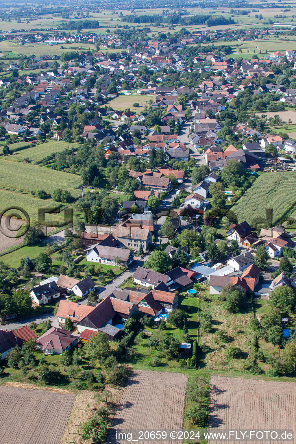 Vue aérienne de Du nord à le quartier Legelshurst in Willstätt dans le département Bade-Wurtemberg, Allemagne