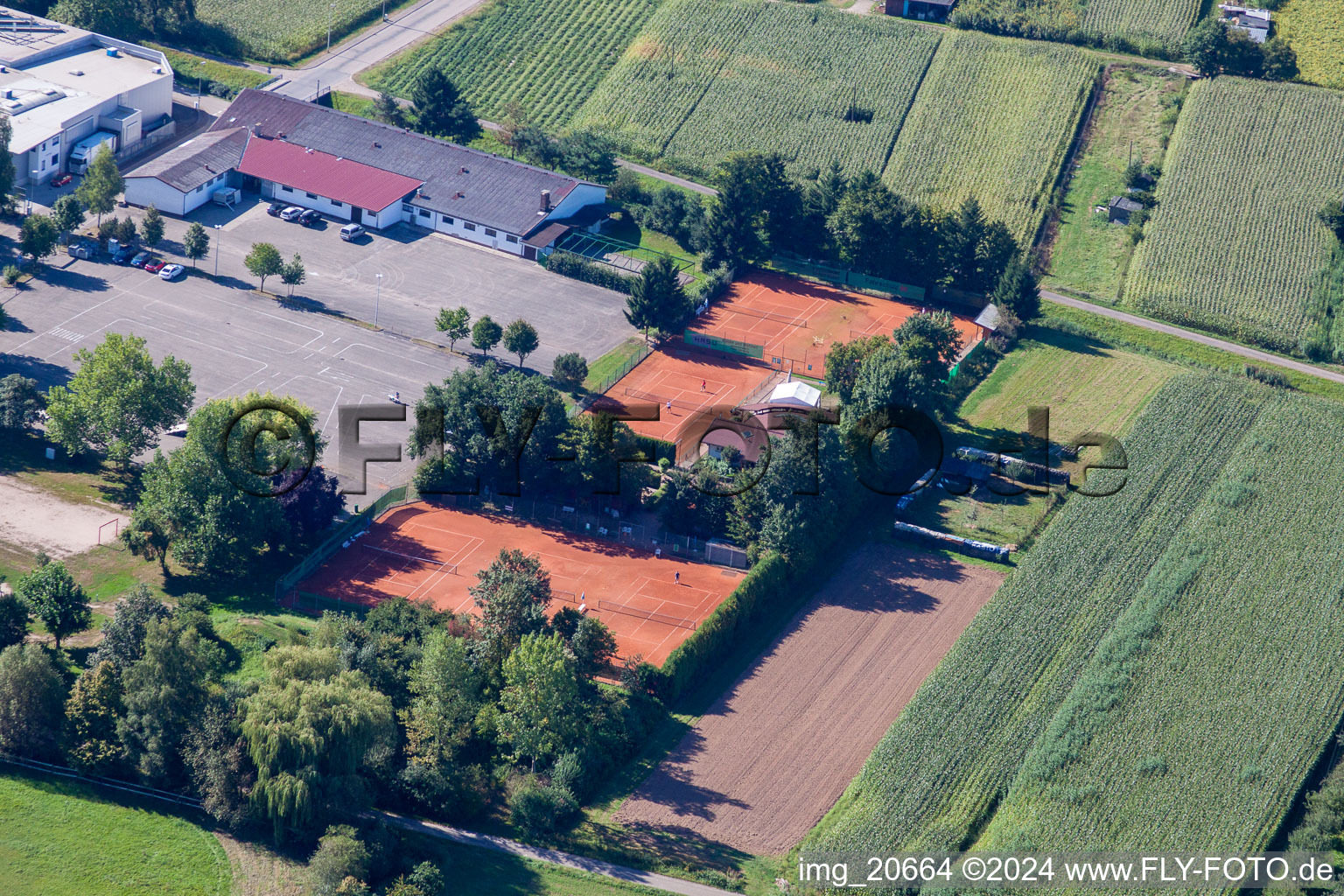 Vue aérienne de Club de tennis à le quartier Urloffen in Appenweier dans le département Bade-Wurtemberg, Allemagne