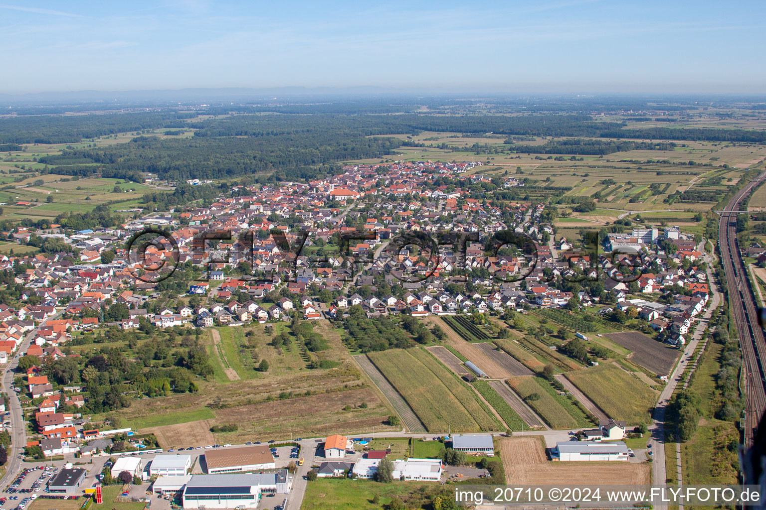 Vue aérienne de Du sud à le quartier Urloffen in Appenweier dans le département Bade-Wurtemberg, Allemagne