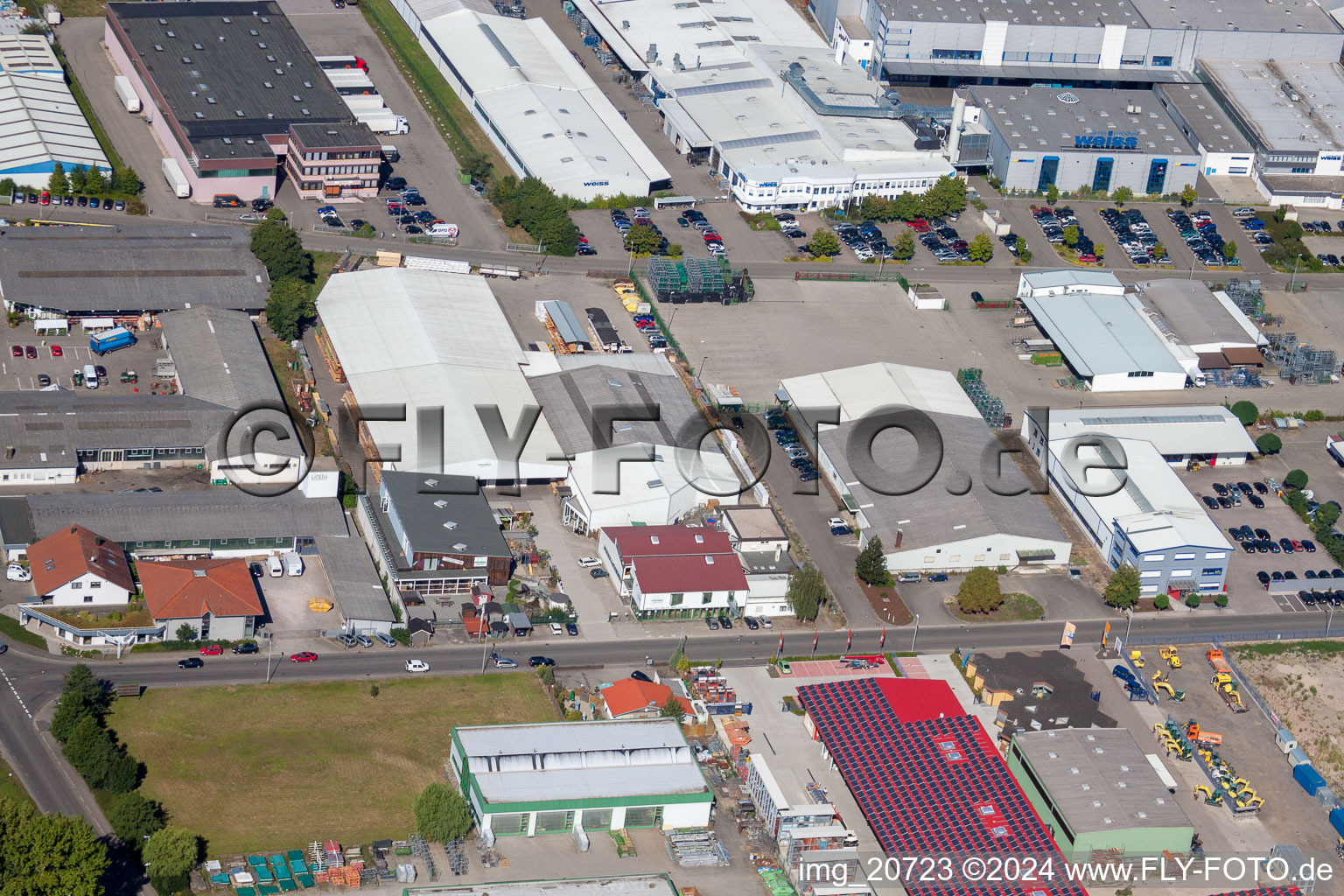 Vue oblique de Zone industrielle à Appenweier dans le département Bade-Wurtemberg, Allemagne