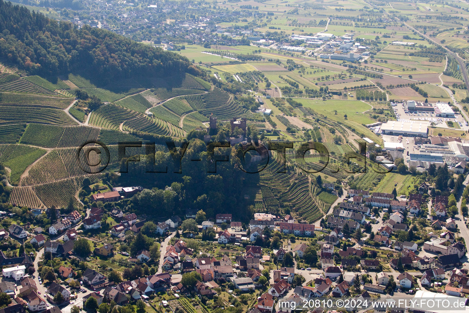 Ortenberg dans le département Bade-Wurtemberg, Allemagne vue d'en haut