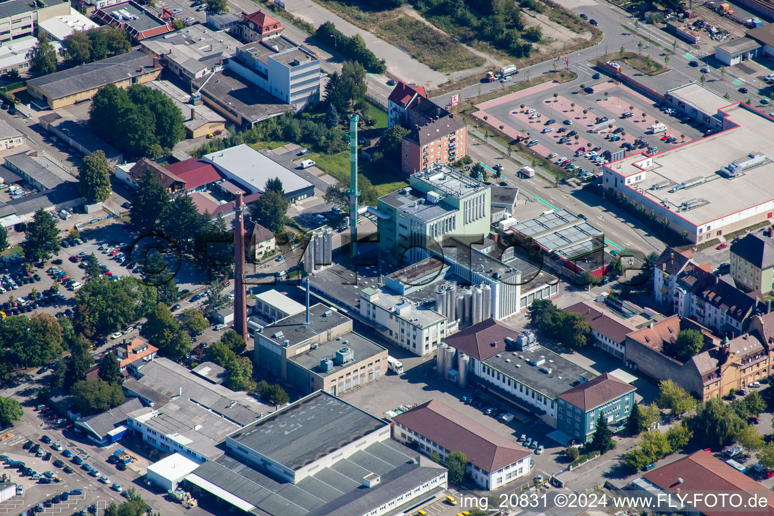 Vue aérienne de Schwarwaldmilch GmbH à Offenburg dans le département Bade-Wurtemberg, Allemagne