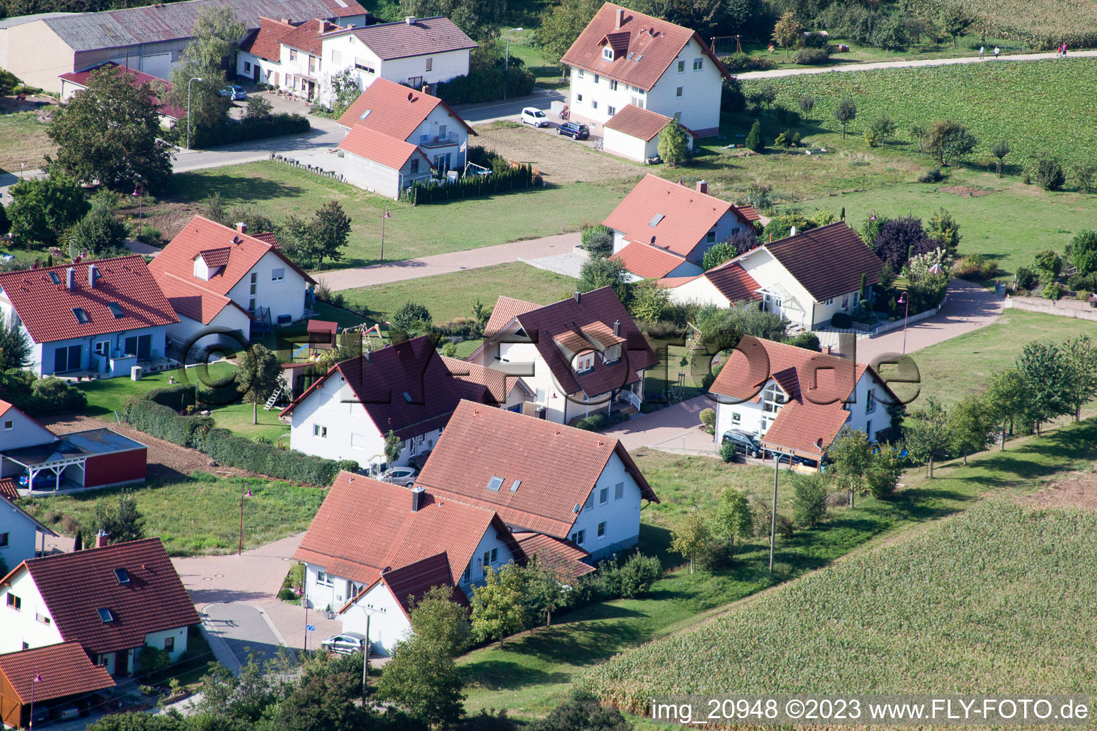 Vue aérienne de Au four à Freckenfeld dans le département Rhénanie-Palatinat, Allemagne